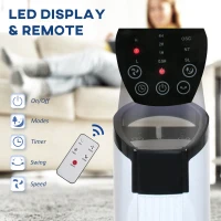 HOMCOM 31" Freestanding Tower Fan, 3 Speed 3 Mode, 7.5H Timer, Oscillating, LED Panel, Remote Control, 31 Inch Standing Fan, White(m-4)