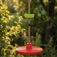 AIYAPLAY Kletterseil Schaukel Baum Kinderschaukel mit Plattform Scheibenschaukel Sitz Outdoor Spielset für 3-8 Jahre Kinder Rot(m-9)