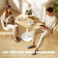HOMCOM Masă de Bucătărie Pătrată 60 cm, Blat Efect Lemn, Bază din Oțel și Picioare Antiderapante, Lemn Natur(m-4)