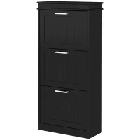 HOMCOM Dulap Modern pentru Pantofi cu 3 Sertare Rabatabile pentru 15 Perechi de Pantofi și Raft Reglabil, 54x24x117.5cm, Negru(m-8)