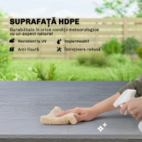 Outsunny Set Masă Reglabilă și 4 Scaune de Grădină Pliabile din HDPE cu Efect de Lemn, Gri Închis(m-7)