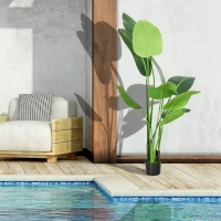 HOMCOM Plantă artificială palmierul călătorului înaltă de 150 cm pentru interior și exterior cu ghiveci inclus(m-10)