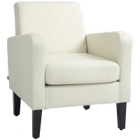 HOMCOM Fotoliu Modern pentru Cameră din Material Textil cu Brațe, 66x72x74 cm, Crem(m-11)