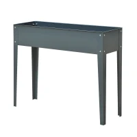Outsunny Fioriera da Esterno Rialzata in Metallo con 3 Fori di Drenaggio, 100x30x80 cm, Grigio(m-11)
