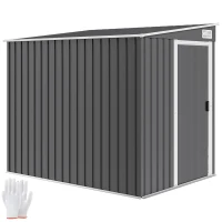 Outsunny Magazie pentru Unelte din Metal 1.5x2m cu Fundație, Ușă Glisantă și Acoperiș Înclinat, Gri Închis(m-11)