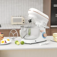 HOMCOM 1300W Kitchen Stand Mixer, with Accessories - White(m-10)