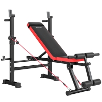 SPORTNOW Banc de musculation complet multifonction avec dossier réglable, repose-jambes et support de poids 147x109x122cm noir