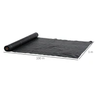 Outsunny Folie pentru Mulcire 100x1 m, Respirabilă și Anti-UV, din Polipropilenă Neagră(m-3)