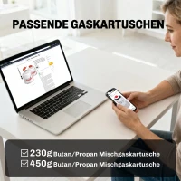 Outsunny Tragbarer Gasgrill 2 Brenner 7 kW 2-in-1 Tischgrill mit Braten klappbar Beinen Grillrost Windschutz Deckel Verschluss(m-9)
