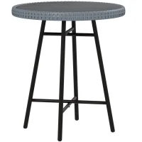 Outsunny Tavolino da Giardino Moderno con Piano in Plastica di Legno, in Rattan e Acciaio, 50x50x55 cm, Grigio e Nero(m-1)