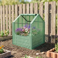 Outsunny 61 x 61cm Garden Planter Bed, with Cover - Green and Silver(m-2)