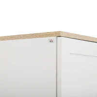 HOMCOM Freestanding Kitchen Cupboard, 4-Door Storage Cabinet Organiser with Adjustable Shelves White Wood Effect(m-8)