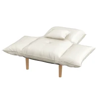 HOMCOM 2-in-1 Verstellbarer Loungesessel, Bodensessel mit Kissen, Polstersessel, für Wohnzimmer, Schlafzimmer, Cremeweiß(m-11)