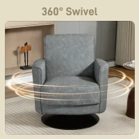 HOMCOM Upholstered Swivel Accent Chair with Thick Padding, Grey(m-4)