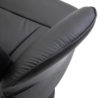 HOMCOM Fotoliu Relax Rotativ 360° din Metal și Piele Sintetică, cu Suport pentru Picioare, Spătar Reglabil, Negru(m-9)