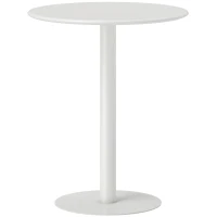 HOMCOM Tavolo da Cucina Rotondo per 2 Persone dal Design Moderno in Acciaio, Ø60x72 cm, Bianco(m-1)