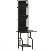 HOMCOM Vinyl Record Player Stand Record Storage with Player Stand Oxford Fabric Pockets Bottom Shelf, Black(m-1)