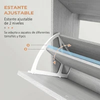 HOMCOM Zapatero Estrecho con 3 Puertas Abatibles Zapatero Entrada Recibidor Estantes Ajustables para 12 Pares de Zapatos Gris(m-5)