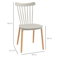 HOMCOM Lot de 4 chaises style scandinave dossier haut assise en polypropylène pieds en hêtre 48 x 52,5 x 83 cm gris(m-3)