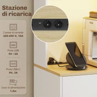 HOMCOM Credenza Moderna con Luci LED, Prese Elettriche e USB, 2 Armadietti e Cassetto, 71x40x180 cm, Bianco(m-5)