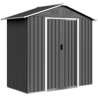 Outsunny Casetta da Giardino Capanno Porta Attrezzi Acciaio 194x107x191 cm, Grigio