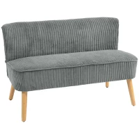 HOMCOM 2-Sitzer Polstersofa, Holz, Samtartiges Polyester, Schaumstoff, 117 x 56,5 x 77 cm, Grau(m-1)