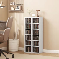 HOMCOM Set of 2 CD Media Display Shelf Unit Tower Rack with Adjustable Shelves, White(m-2)