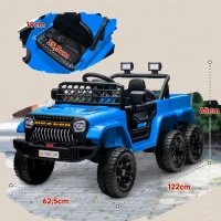 AIYAPLAY 12V Elektrisches Kinderauto, mit Anhänger, LED-Lichtern, Musik und Hupe, für Kinder im Alter von 3-8 Jahren, Hellblau(m-3)