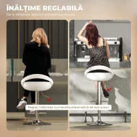 HOMCOM Set 2 Scaune de Bar Rotative cu Suport pentru Picioare, Înălțime Reglabilă, Bază din Oțel, Șezut ABS, Alb(m-4)