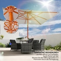 Outsunny Parasol de Grădină 3x3m cu 8 Stecche din Bambus și Acoperiș Parasol cu 2 Nivele, Gri(m-10)