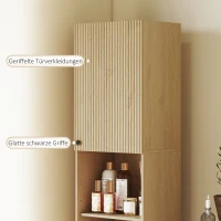 HOMCOM Hoher Badezimmerschrank, 6 Ebenen, 2 Schränke, 2 offene Regale, offene Fächer, Holz, Eichenfarben(m-7)