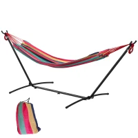 Outsunny Hamac de Jardin avec Support en métal époxy hamac sur Pied 1 Place Charge Max. 120 Kg Sac Transport Rouge(m-1)