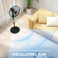 HOMCOM 40 cm Pedestal Standing Floor Fan, Oscillation Cooling Fan with Remote Control, Black(m-6)