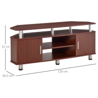 HOMCOM Mobile Porta TV Classico da Soggiorno con 2 ripiani e 2 Armadietti, in MDF e Acciaio Inox, Marrone, 120x39.5x52cm(m-3)