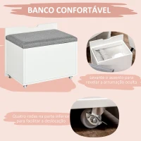HOMCOM Toucador com Banco Oculto e Espelho Rebatível Mesa de Maquilhagem com Gaveta e 7 Compartimentos Banco Acolchoado Branco(m-7)