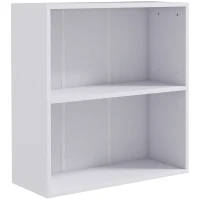 HOMCOM 2 Tier Bookshelf, Low Bookcase with Adjustable Shelf, 2 Compartments for Home Office, Living Room, Study, White(m-1)