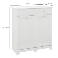 HOMCOM Armoire de salle de bain, meuble de rangement, avec paniers à linge pliables 2 tiroirs, 78L x 40l x 90,5H cm, blanc(m-3)