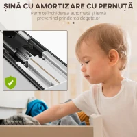 kleankin Dulap pentru chiuvetă de 60cm cu sertar din lemn și lavoar din ceramică, maro deschis(m-11)