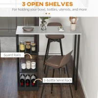 HOMCOM Breakfast Bar Table, Bar Table with 3-Tier Storage Shelf and Wine Rack, 105W x 40D x 105H cm, Black(m-4)