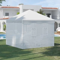Outsunny Parete per Gazebo 3x3 in Nylon, Set 3 Pezzi Zanzariera con 6 Finestre e Porta con Cerniera, 300Lx195 cm(m-10)