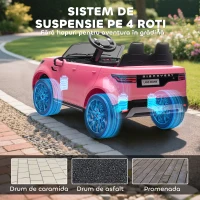 AIYAPLAY Mașinuță Electrică pentru Copii Licență Land Rover cu Faruri LED, Claxon și Telecomandă, 105x68.5x58 cm, Roz(m-5)