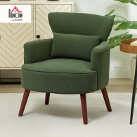 HOMCOM Modern Armchair with Armrests, Padded Accent Chair with Lumbar Cushion, Green(m-10)