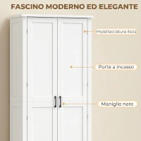 HOMCOM Mobile Cucina Alto con Ruote, 2 Ante, 14 Scomparti, 80x40x180 cm, Bianco(m-7)