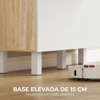 HOMCOM Armário de Cozinha Alto com 6 Portas e Grande Gaveta Prateleiras Bancada Ampla para Micro-ondas 120x40x175 cm Branco e Madeira(m-6)