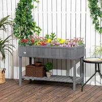 Outsunny Fir Wood Raised Rectangular 8 Compartment Plant Stand Dark Grey(m-10)