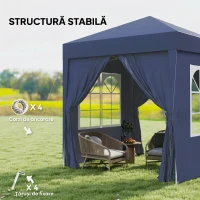 Outsunny Foișor Pliabil Pop-Up 2x2 m cu 4 Pereți Detașabili din Poliester și Oțel, Albastru(m-6)
