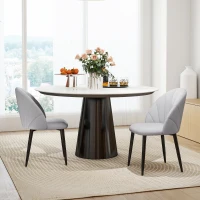 HOMCOM Set 2 Sedie da Pranzo in Pelle PU con Gambe in Metallo e Schienale a Conchiglia, Grigio Chiaro(m-9)