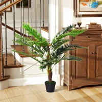 Outsunny Pianta Artificiale Palma Cycas Alta 123cm per Interno ed Esterno con Vaso Incluso(m-10)