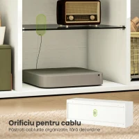 HOMCOM Mobilier TV pentru televizoare de până la 55", Suspendat sau pe Podea, Uși Soft Close, Gaura pentru Cabluri și Raft din Sticlă, Alb(m-7)