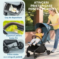 AIYAPLAY Cărucior pentru Copii cu Copertină Reglabilă și Geantă pentru Depozitare, 87x50x103 cm, Albastru și Negru(m-6)